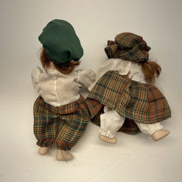 Vintage 6” Mini Porcelain Dolls Posable Plaid Outfit Couple Hand Painted B#3 - Picture 12 of 12